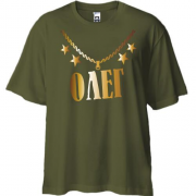 Футболка Oversize з золотим ланцюгом і ім'ям Олег