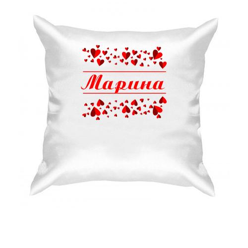Подушка з сердечками і ім'ям Марина