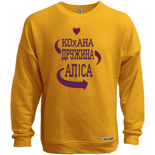 Світшот без начісу з написом 
