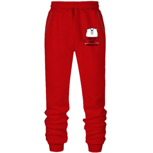 Штани з футера без начісу з написом 