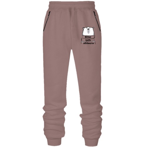 Штани з футера без начісу з написом 
