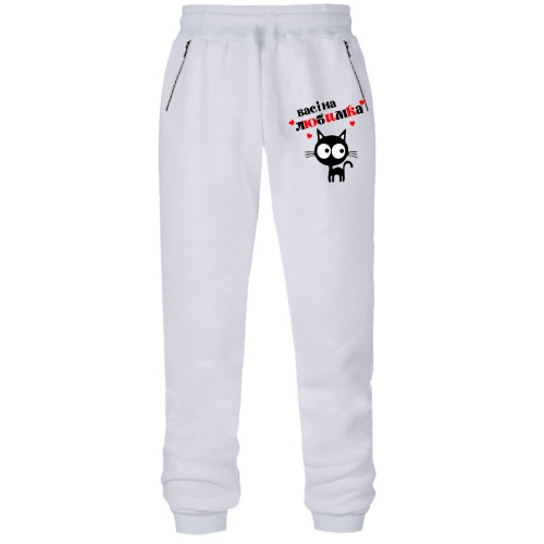 Штани з футера без начісу з написом 