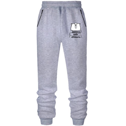 Штани з футера без начісу з написом 