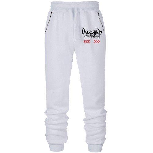 Штани з футера без начісу з написом 