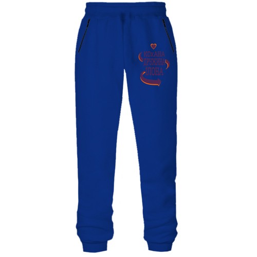 Штани з футера без начісу з написом 