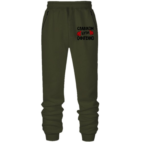 Штани з футера без начісу з написом 