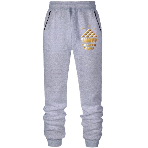 Штани з футера без начісу з написом 