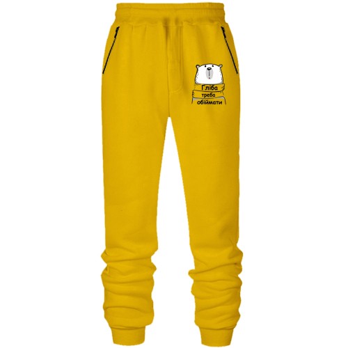 Штани з футера без начісу з написом 
