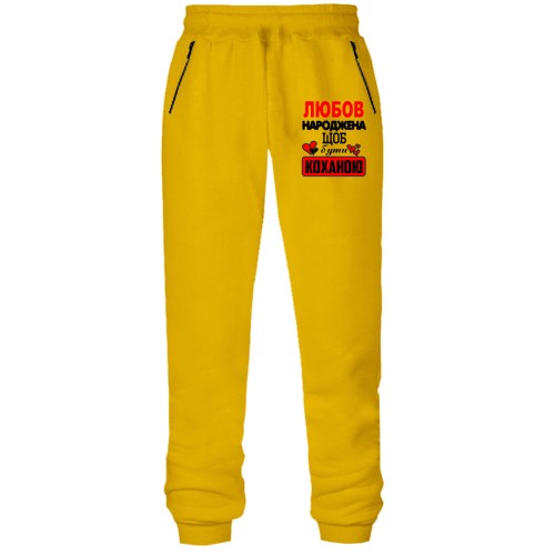 Штани з футера без начісу з написом 