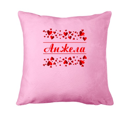 Подушка з сердечками і ім'ям Анжела