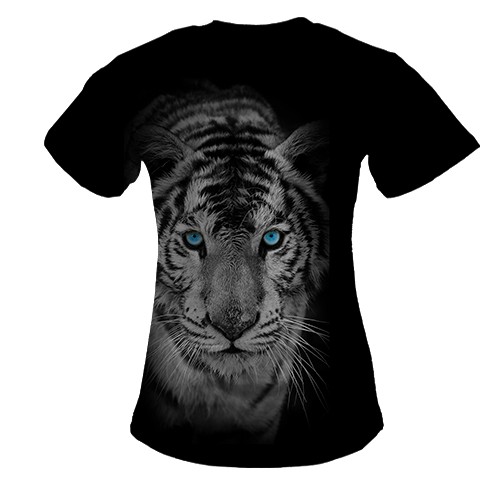 Женская 3D футболка с белым тигром (вид сзади)