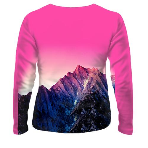 Женская 3D футболка с длинными рукавами с горным хребтом (вид сзади)
