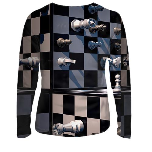 Женский 3D лонгслив Шахматы (вид сзади)