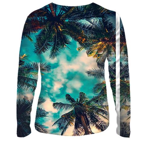 Женский 3D лонгслив Тропическое небо (вид сзади)
