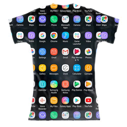 Жіноча 3D футболка Іконки з телефону (вид ззаду)