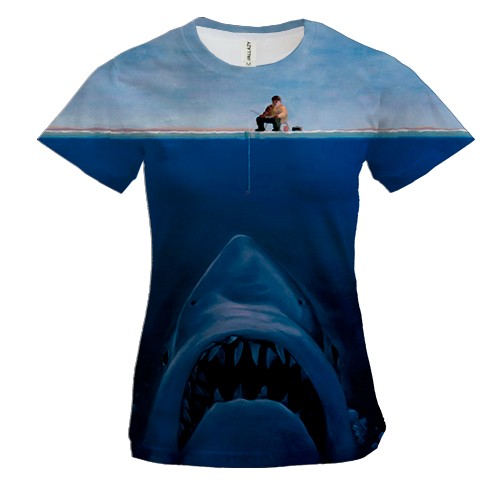 Жіноча 3D футболка Рибалка і акула (вид спереду)