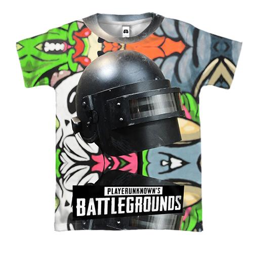 3D футболка со шлемом из PUBG (вид спереди)