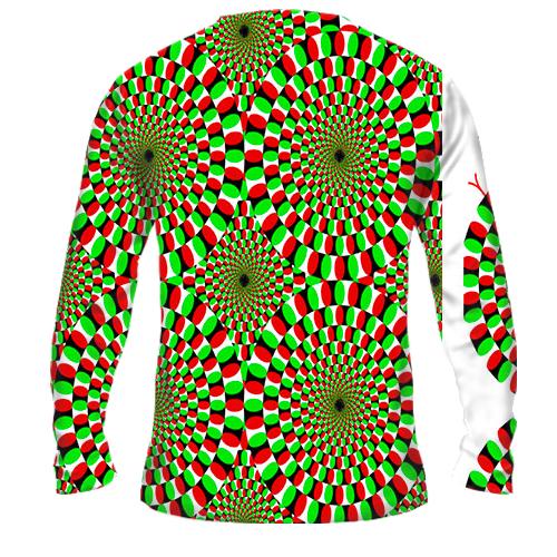 Чоловічий 3D лонгслів з рухомими колами (оптична ілюзія) (вид ззаду)