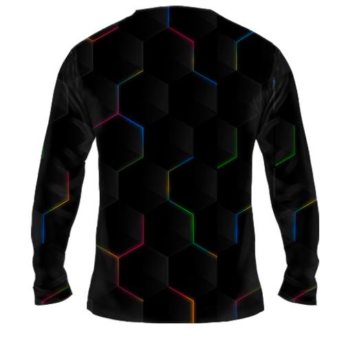 Мужской 3D лонгслив с цветной броней (вид сзади)