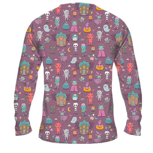 Чоловічий 3D лонгслів Halloween АРТ (вид ззаду)