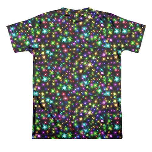 3D футболка с разноцветными лучами света (вид сзади)
