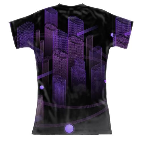 Женская 3D футболка с футуристичной архитектурой (вид сзади)
