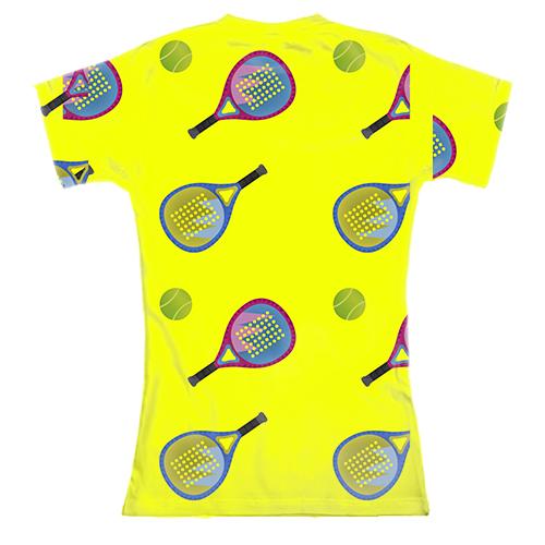 Женская 3D футболка с теннисными ракетками (вид сзади)