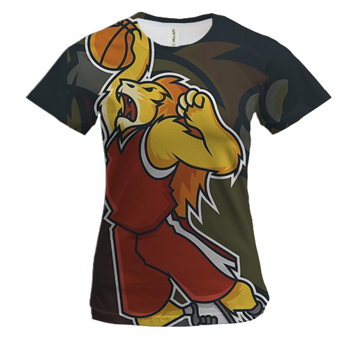 Женская 3D футболка Basketball Lion (вид спереди)