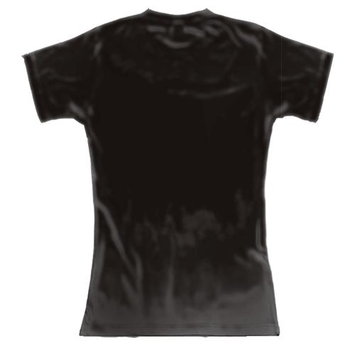 Женская 3D футболка с музыкальными арт инструментами (вид сзади)