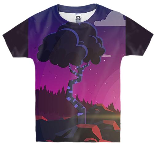 Дитяча 3D футболка з нічним деревом (вид спереду)