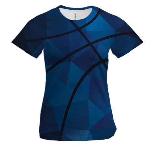 Женская 3D футболка Basketball Low Poly (вид спереди)