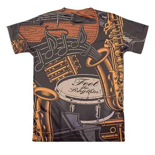 3D футболка Music Instruments with Notes (вид ззаду)