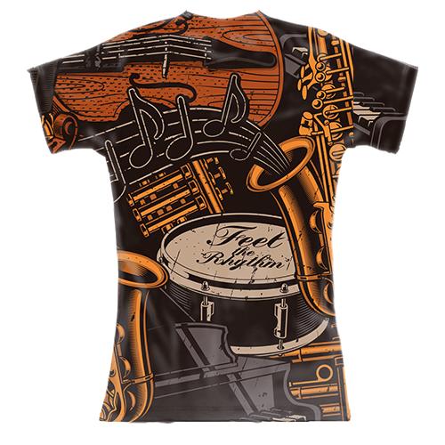 Жіноча 3D футболка Music Instruments with Notes (вид ззаду)