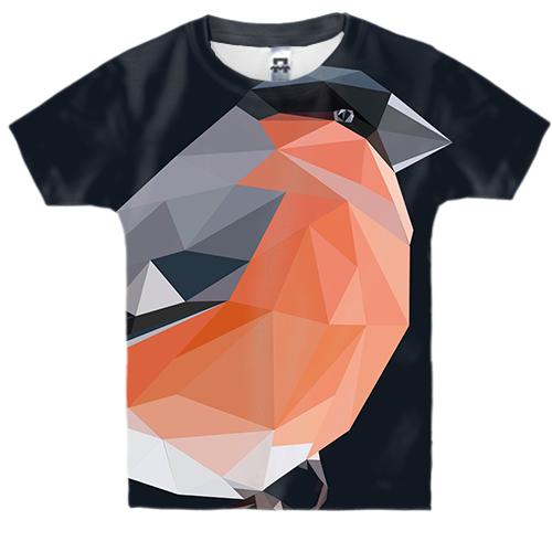 Детская 3D футболка Bird Low Poly (вид спереди)
