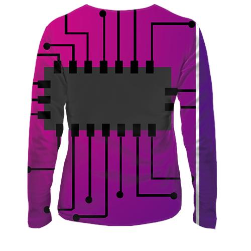 Жіночий 3D лонгслів з градієнтної платою (вид ззаду)