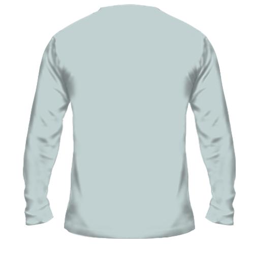 Мужской 3D лонгслив с медведем и рыбой (2) (вид сзади)