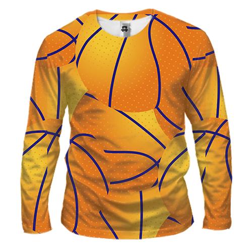 Чоловічий 3D лонгслів з яскравими баскетбольними м