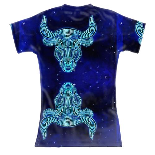 Жіноча 3D футболка зі знаком зодіаку Тілець (2) (вид ззаду)