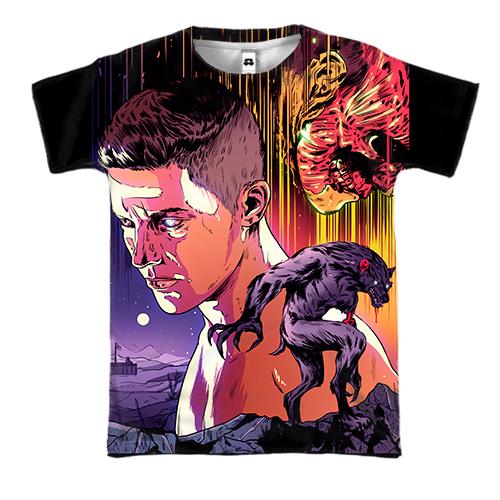 3D футболка Любов смерть і роботи. перевертні (вид спереду)