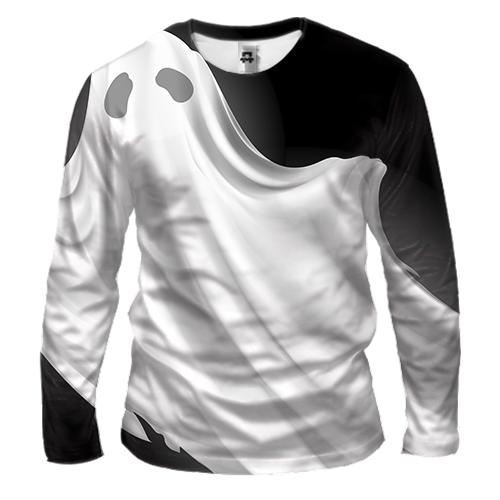 Мужской 3D лонгслив с призраком (вид спереди)
