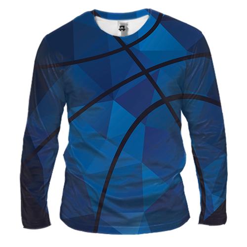 Чоловічий 3D лонгслів Basketball Low Poly (вид спереду)