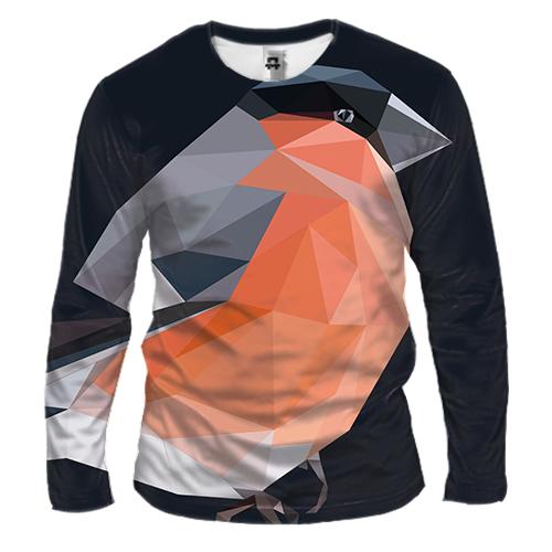 Мужской 3D лонгслив Bird Low Poly (вид спереди)