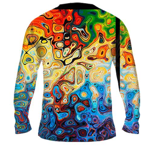 Мужской 3D лонгслив Жидкая абстракция (вид сзади)