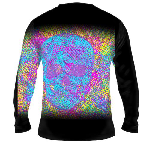 Чоловічий 3D лонгслів Череп з неонових точок (вид ззаду)