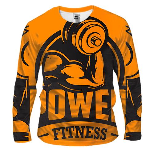 Мужской 3D лонгслив Power Fitness (вид спереди)