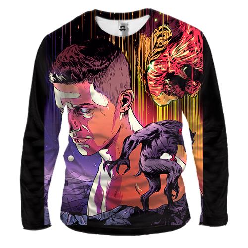 Чоловічий 3D лонгслів Любов смерть і роботи. перевертні (вид спереду)