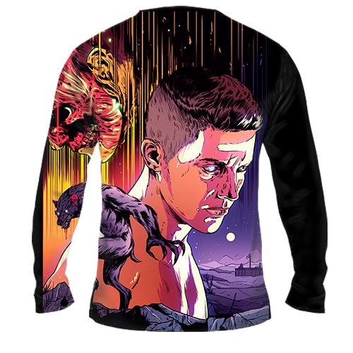 Чоловічий 3D лонгслів Любов смерть і роботи. перевертні (вид ззаду)