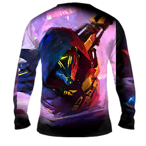 Чоловічий 3D лонгслів Робот с капюшоном (вид ззаду)