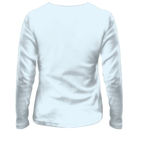 Жіночий 3D лонгслів з бегемотом в спідниці (вид ззаду)