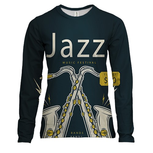 Жіночий 3D лонгслів Jazz music fest (вид спереду)